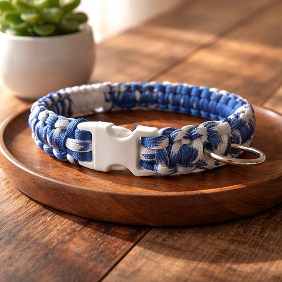 Other - Blue and White Braided Dog Collar